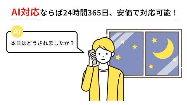 AI対応ならば24時間365日、安価で対応可能！